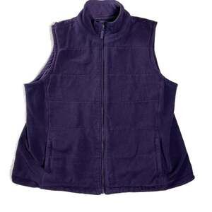 Lands’ End purple fleece full zip mock neck vest minimalist outdoor size XLP
———